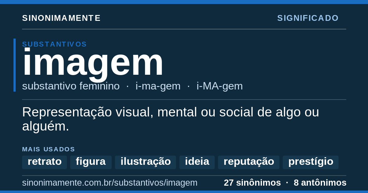 Significado de imagem: cartão do verbete com 27 sinônimos